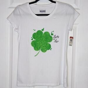 Basic Editions Girls Shamrock Lucky in Love T Shirt 14/16